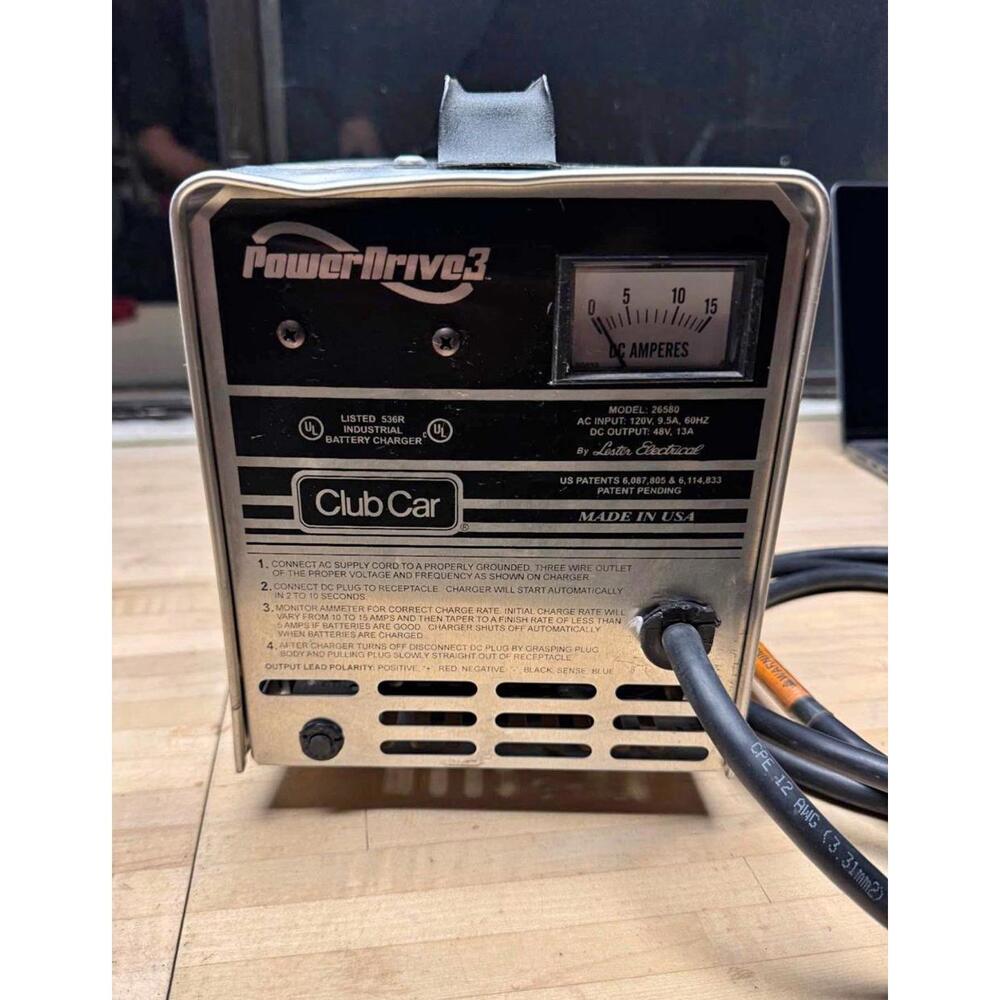 Club Car PowerDrive 3 Battery Charger Lester Model 26580 48V for Golf Cart-WORKS